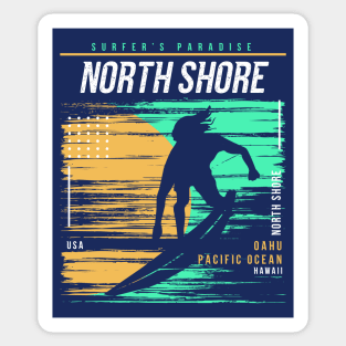 Retro Surfing North Shore Oahu Hawaii // Vintage Surfer Beach // Surfer's Paradise Sticker